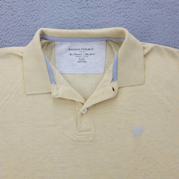 Banana Republic Shirt Mens Large Yellow Polo Golf Short Sleeve Classiccore Logo - Picture 2 of 14